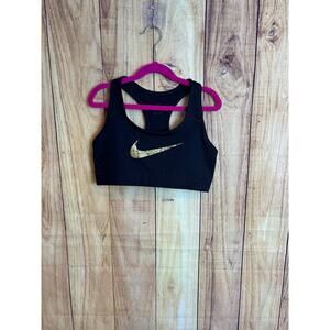 Nike Black with Gold Swoosh Sports Bra Size M